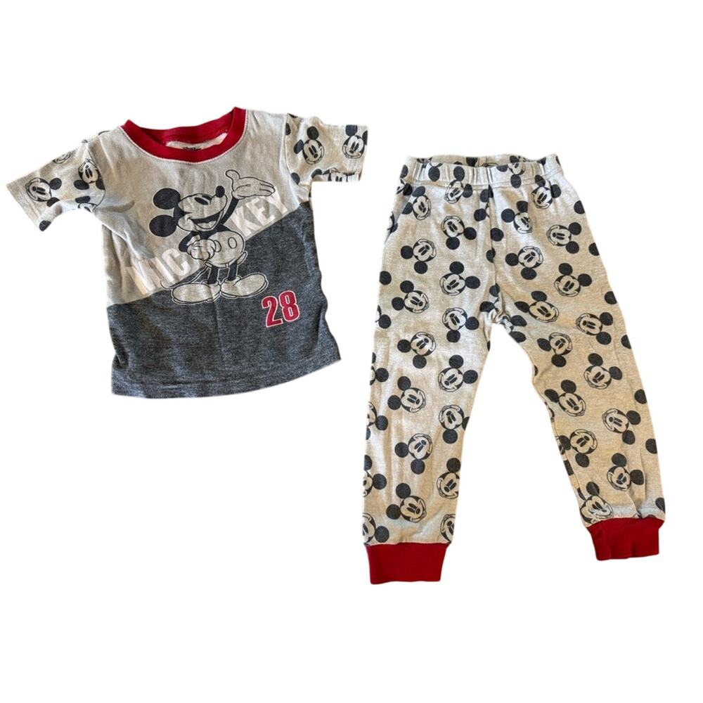 Disney Junior Fun 2 Piece Mickey Mouse Kids Pajamas Set Gray & Red, Size 4T